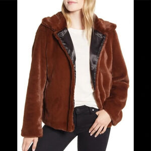 Via Spiga Crop Faux Fur Jacket, Size Large, NWT
